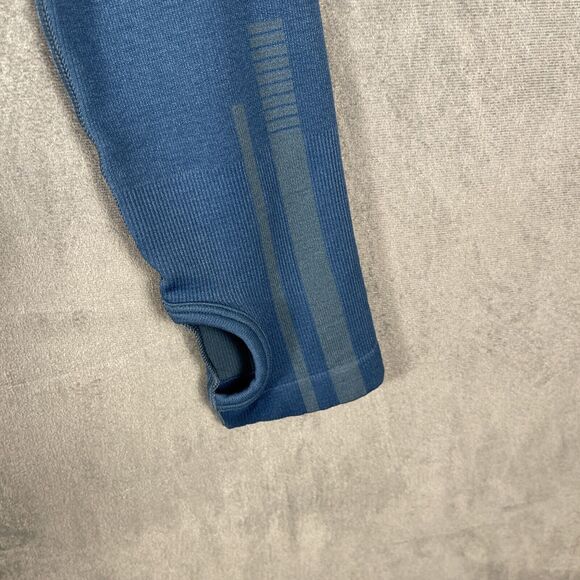 Gymshark Crop Top Long Sleeve Athletic Top Blue Size Small Cut Out Back - Picture 5 of 5
